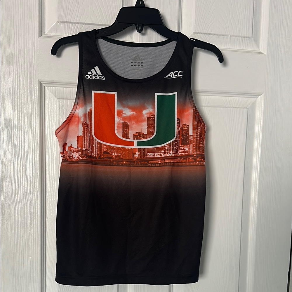 Adidas Men's Black and Orange tank top